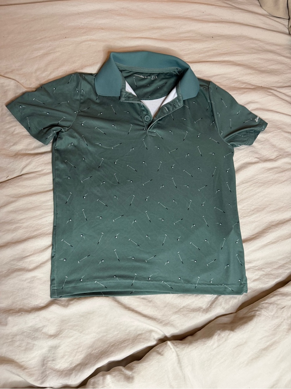 Abercrombie Kids Green Golf Polo Shirt with Golf Club print